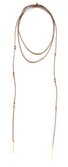Rock Stud Wrap Choker Necklace- Beige