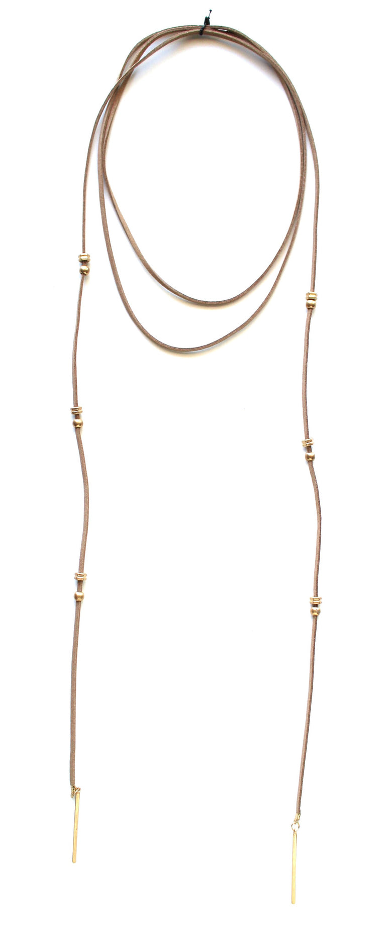Rock Stud Wrap Choker Necklace- Beige