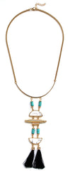 Bella Crescent Marble Tassel Necklace