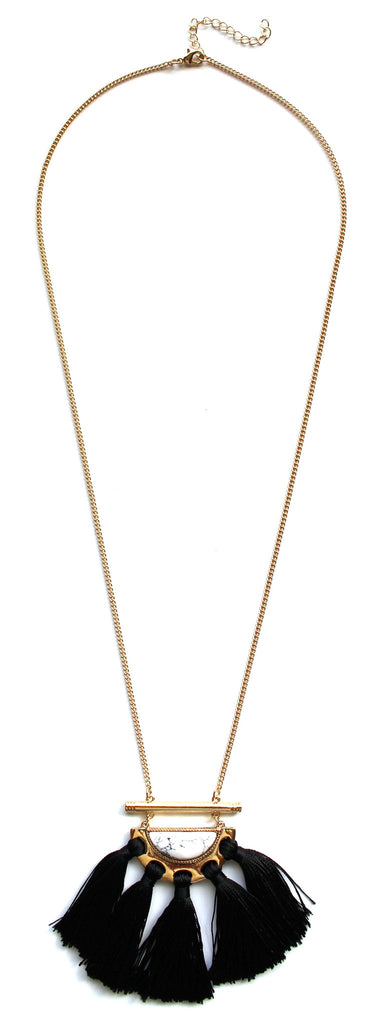 Marble Crescent Tassel Necklace