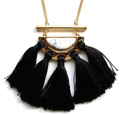 Marble Crescent Tassel Necklace