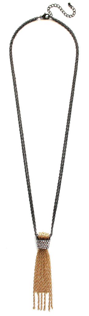 Gina Two-Tone Embellished Tassel Necklace