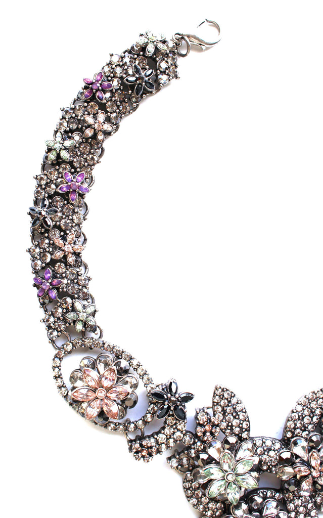 Luxe Floral Frosting Statement Collar Necklace