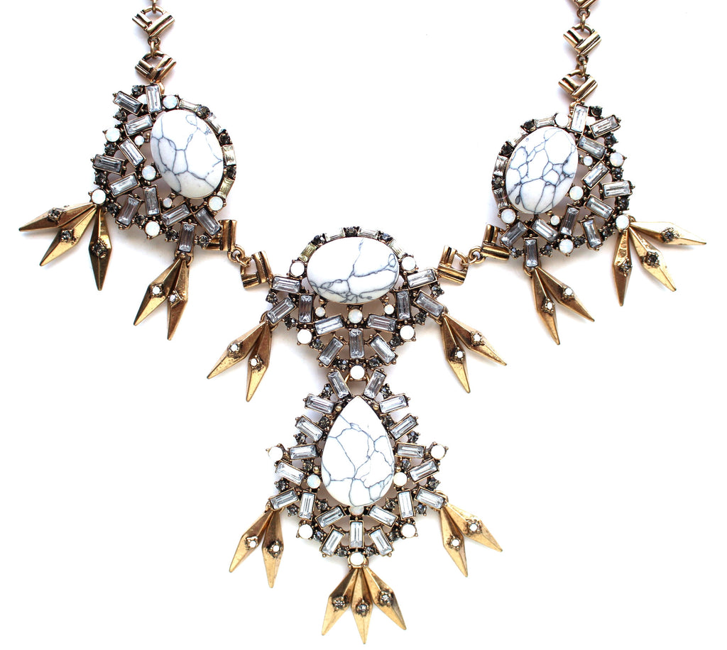 Cascading Marble Teardrop Statement Necklace
