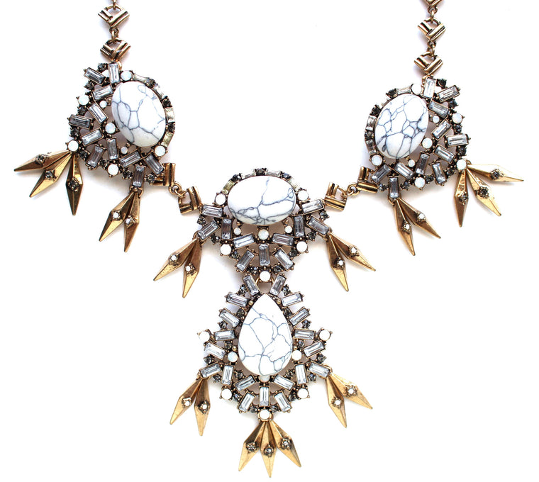 Cascading Marble Teardrop Statement Necklace