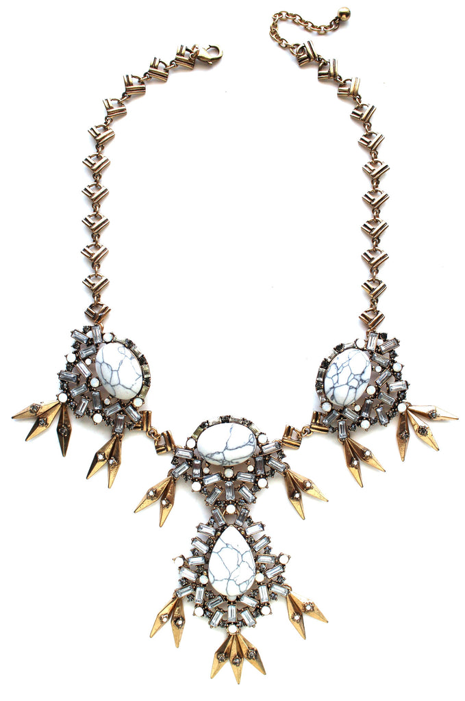 Cascading Marble Teardrop Statement Necklace