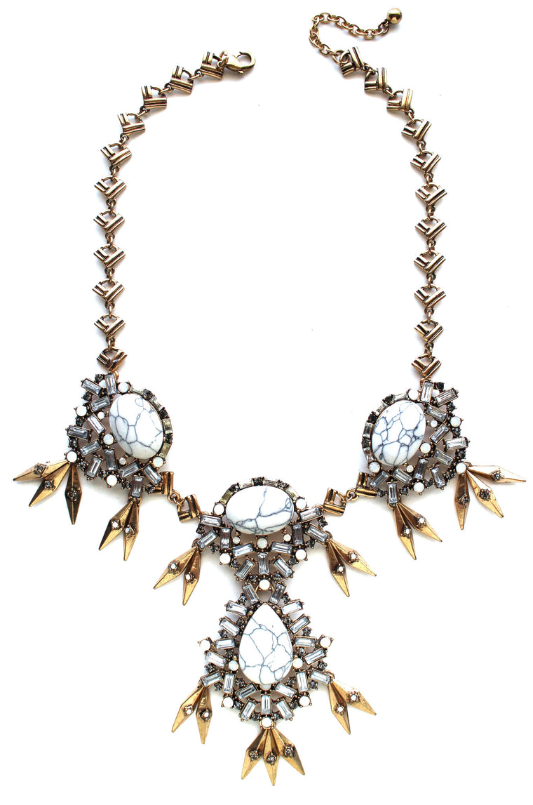 Cascading Marble Teardrop Statement Necklace