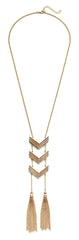 Triple Chevron Tassel Necklace
