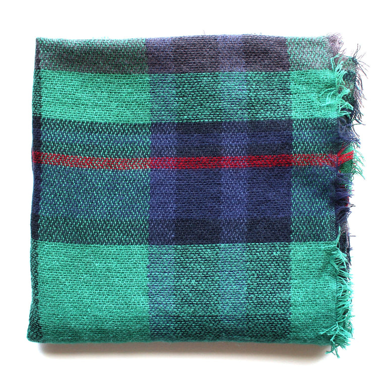 Mad For Plaid Blanket Scarf- Green Multi