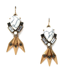 Marble Teardrop Fringe Earrings