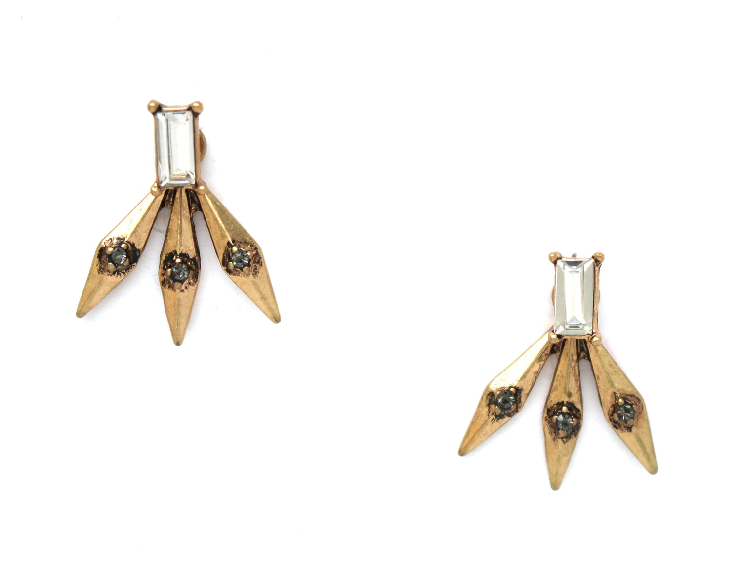 Golden Spike Ear Jacket Earrings
