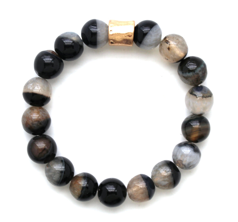 Beaded Stretch Bracelet- Black