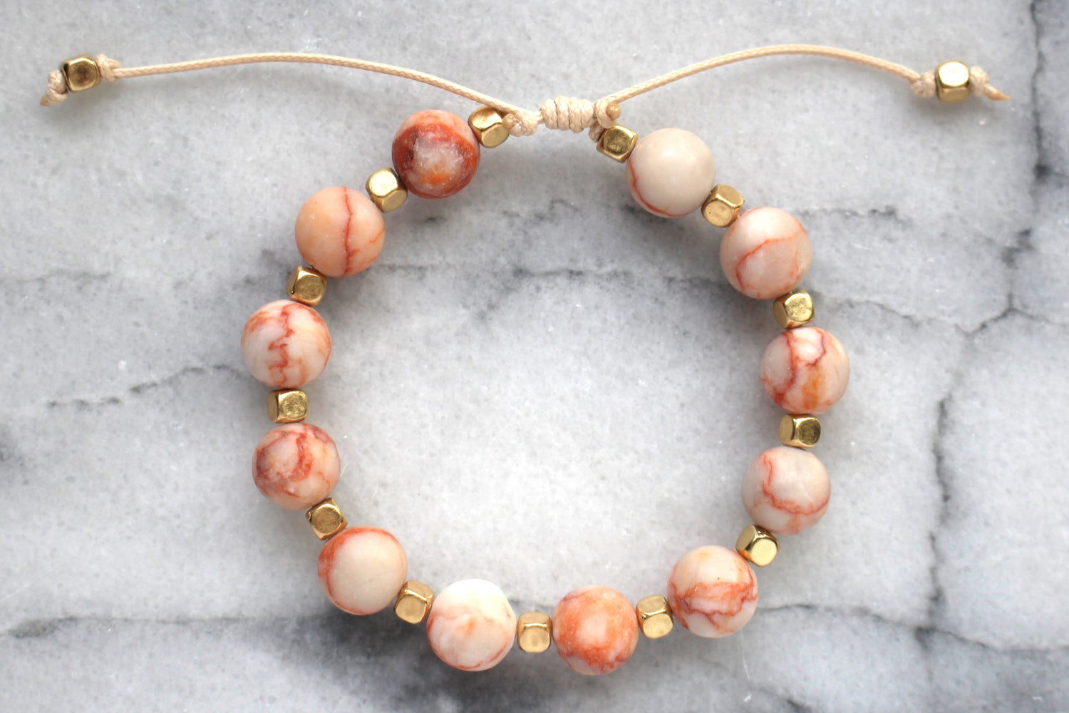 Beaded Thread Bracelet- Blush
