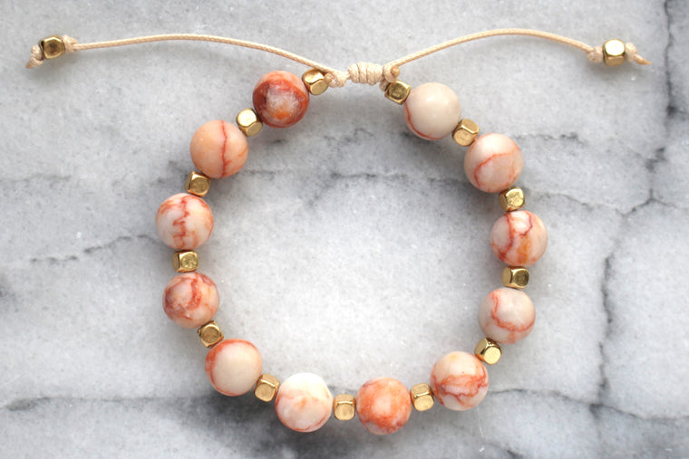 Beaded Thread Bracelet- Blush