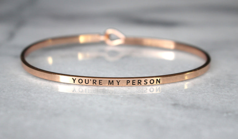 'You're My Person' Dainty Bangle Bracelet-Rose Gold