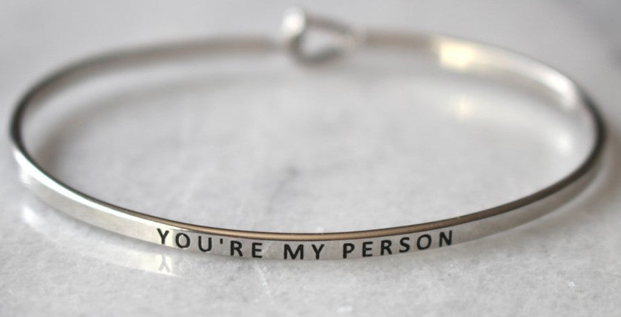 'You're My Person' Dainty Bangle Bracelet-Silver