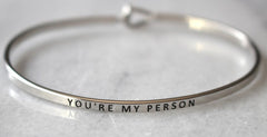 'You're My Person' Dainty Bangle Bracelet-Silver