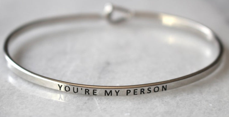 'You're My Person' Dainty Bangle Bracelet-Silver