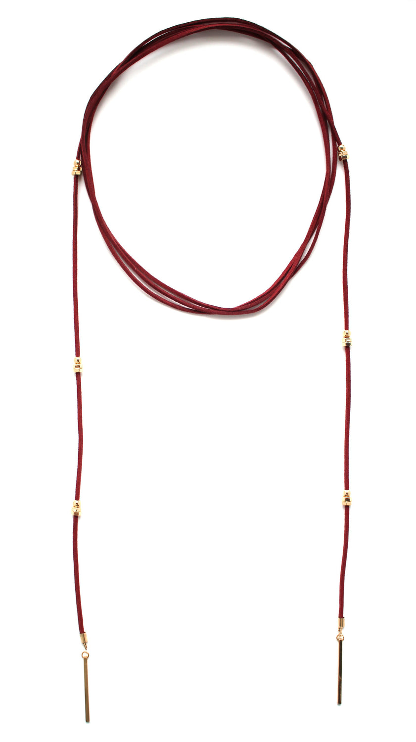 Rock Stud Wrap Choker Necklace- Red Wine