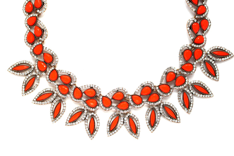 Iconic Petals Statement Necklace- Orange