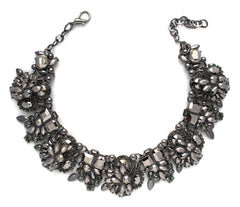 Paulina Bouquet Statement Choker Necklace- Gunmetal