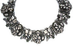 Paulina Bouquet Statement Choker Necklace- Gunmetal