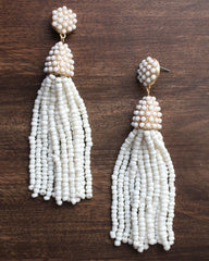 Victoria Joy Tassel Earrings- White