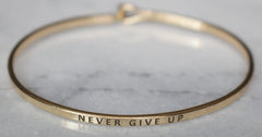 'Never Give Up' Dainty Bangle Bracelet-Gold