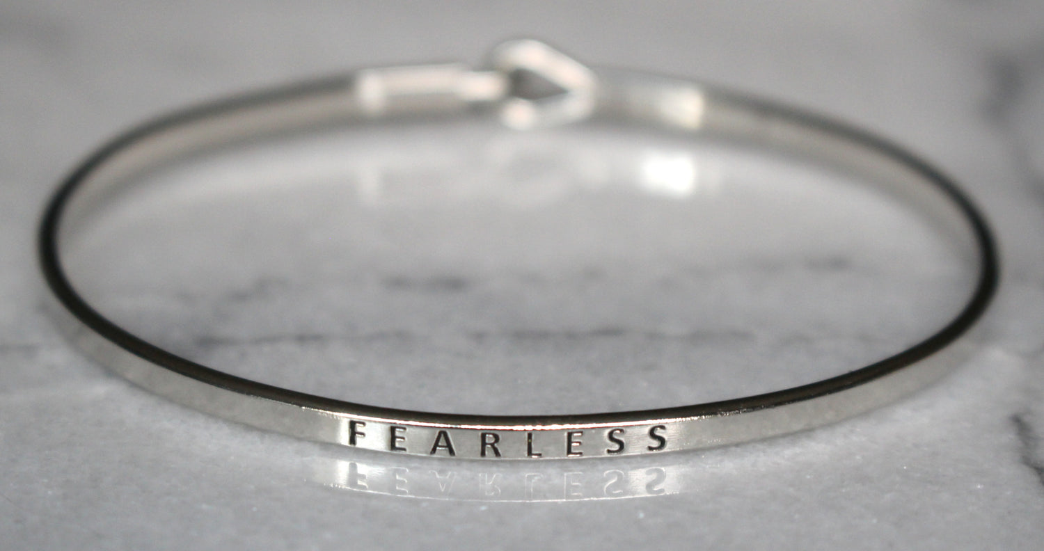 'Fearless' Dainty Bangle Bracelet-Silver