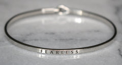 'Fearless' Dainty Bangle Bracelet-Silver
