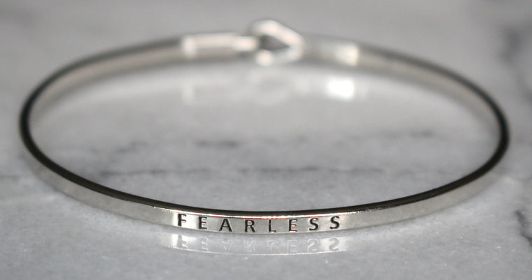 'Fearless' Dainty Bangle Bracelet-Silver