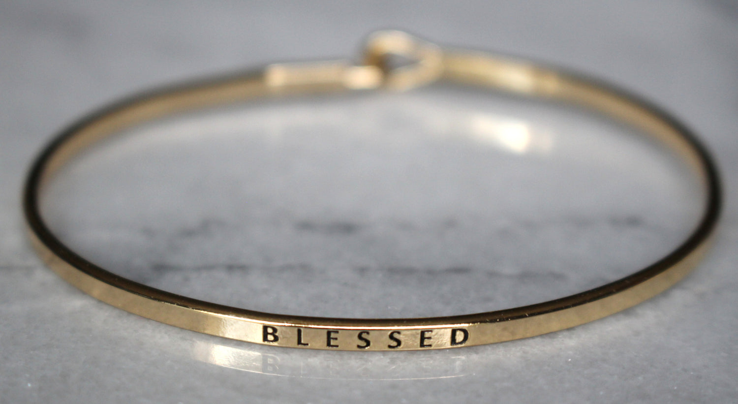 'Blessed' Dainty Bangle Bracelet-Gold