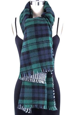 Mad For Plaid Reversible Blanket Scarf- Green