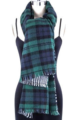 Mad For Plaid Reversible Blanket Scarf- Green