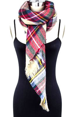 Mad For Plaid Blanket Scarf- Multi