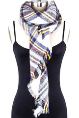 Mad For Plaid Blanket Scarf- White Multi
