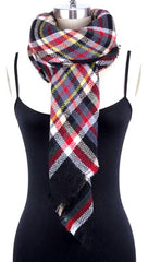 Mad For Plaid Blanket Scarf- Black Multi