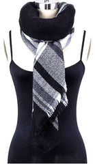 Mad For Plaid Blanket Scarf- Black & White