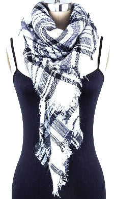 Mad For Plaid Blanket Scarf- White & Black