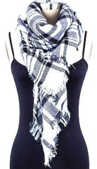 Mad For Plaid Blanket Scarf- White & Black