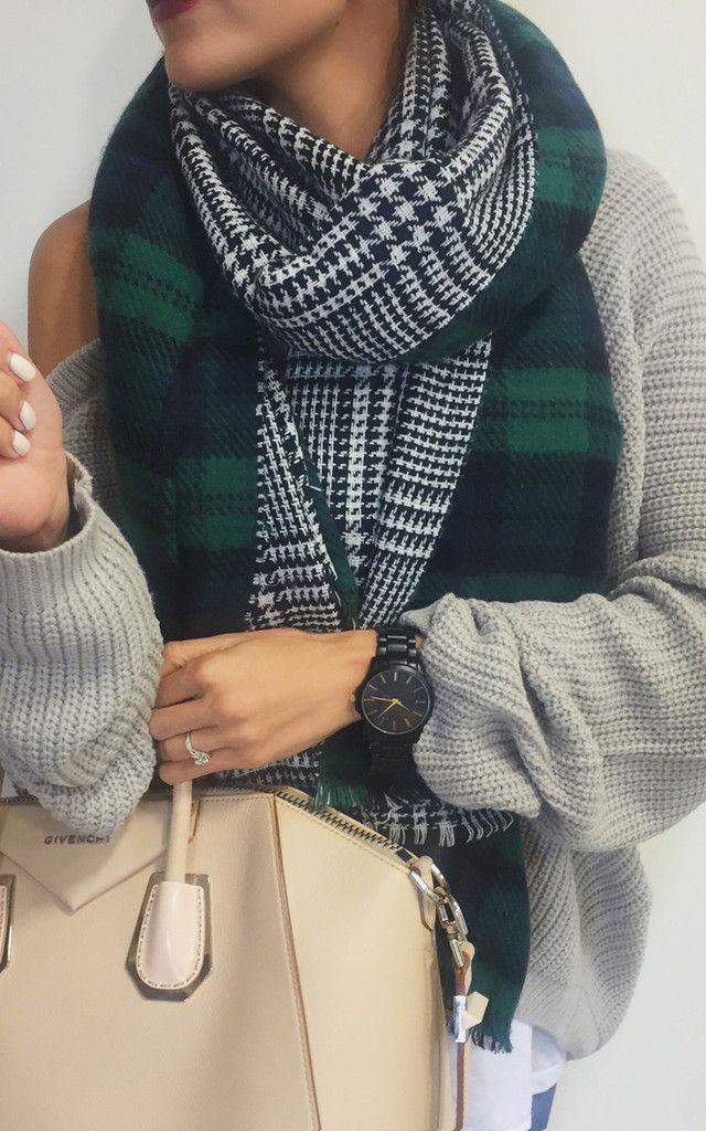 Mad For Plaid Reversible Blanket Scarf- Green
