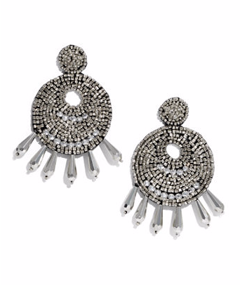 Ingrid Beaded Statement Earrings- Silver