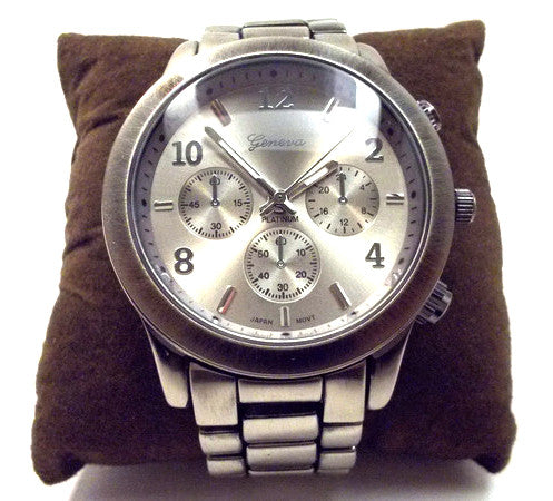 Metal Oversized Geneva Platinum Watch- Gunmetal