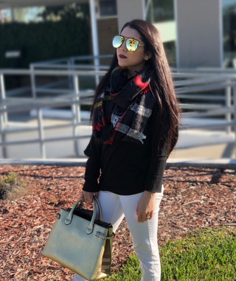 Mad For Plaid Infinity Scarf- Black Multi