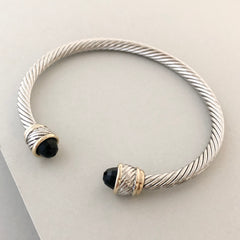 Stack It Up Bracelet Cuff- Black Stone