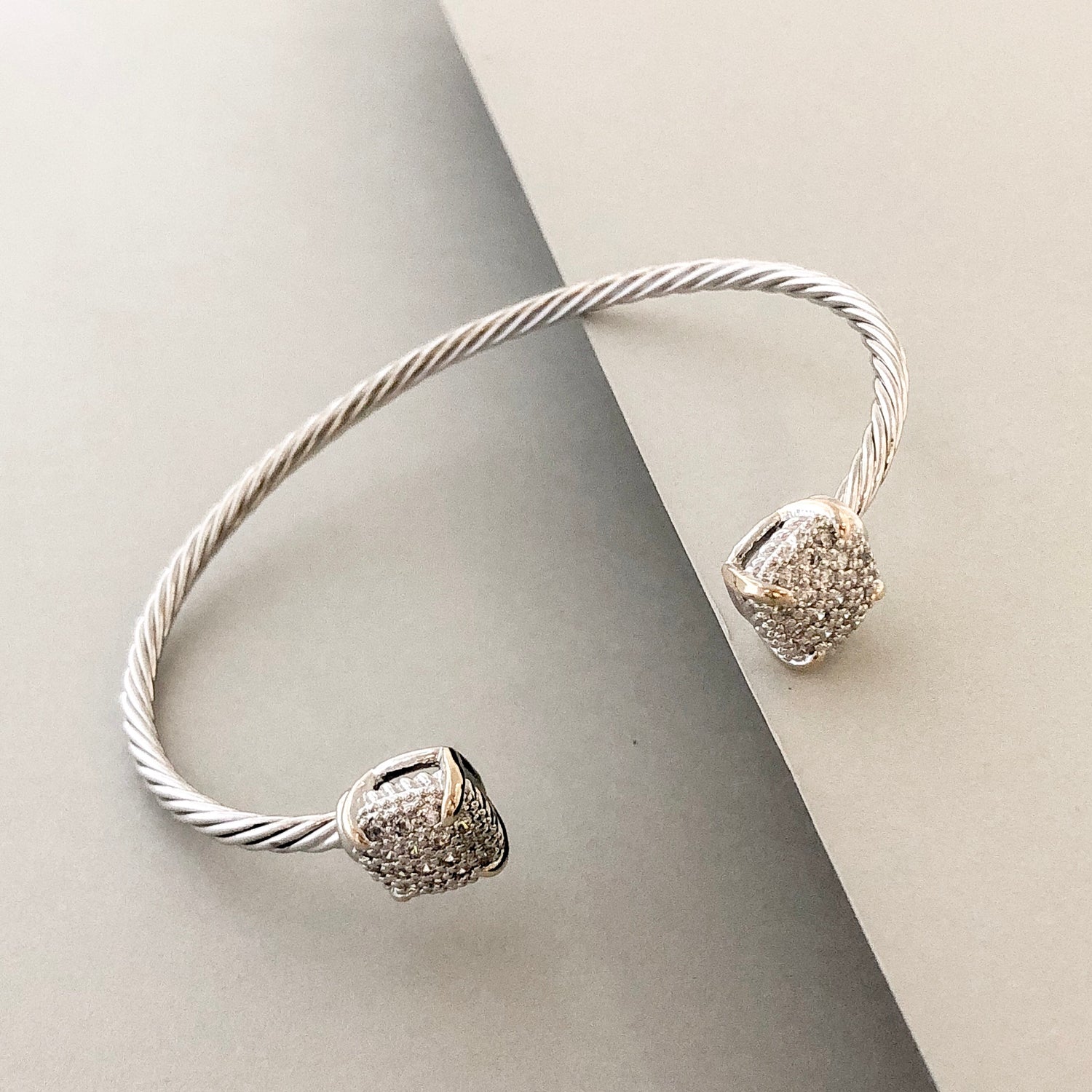 Stack It Up Bracelet Cuff- Square Pavé Ends