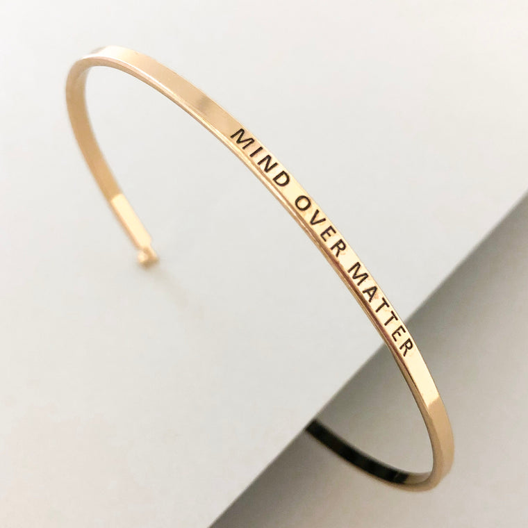 'Mind Over Matter' Dainty Bangle Bracelet-Gold