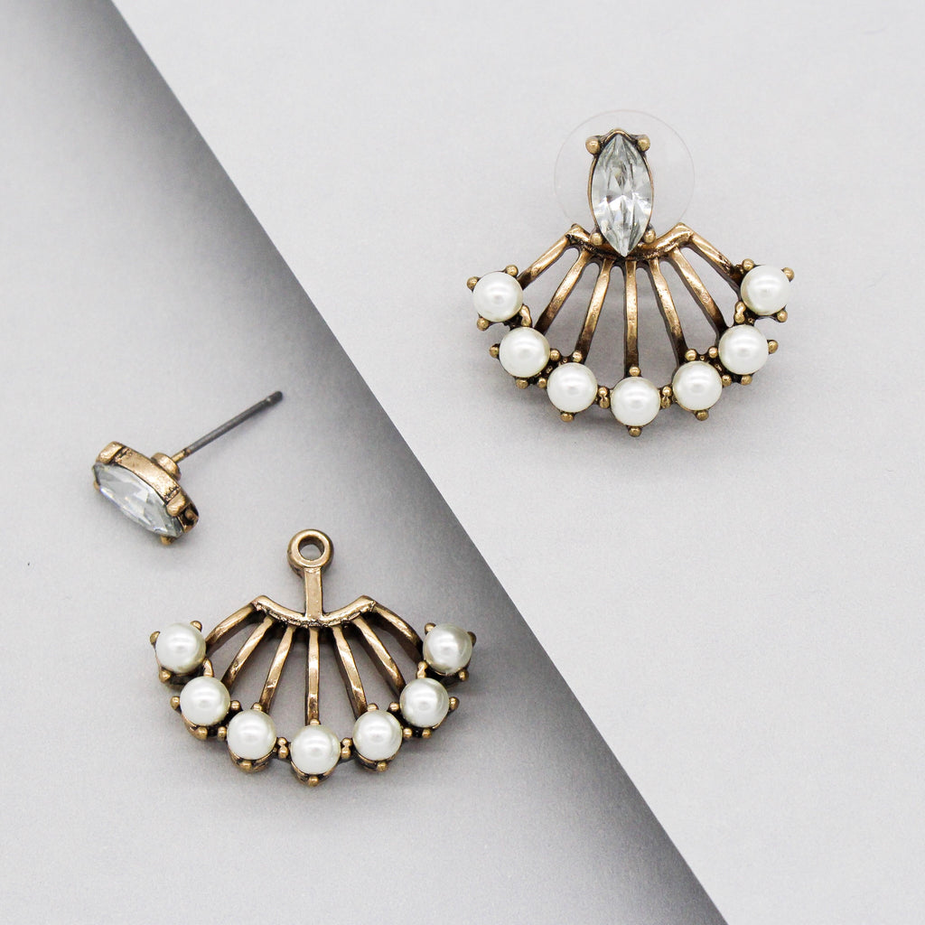 Farrah Pearl Ear Jacket Earrings