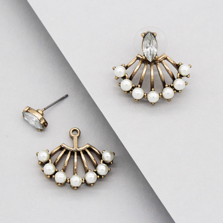 Farrah Pearl Ear Jacket Earrings