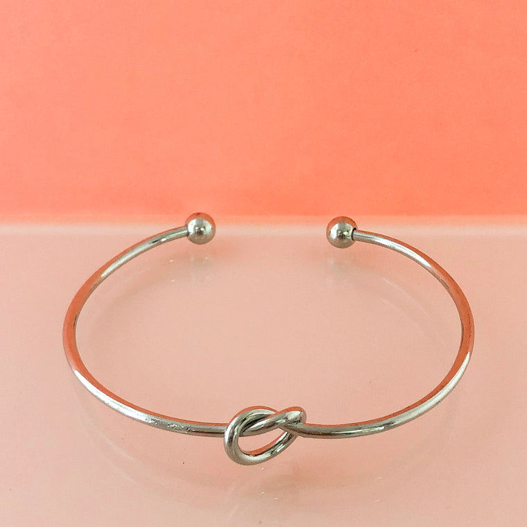 Infinity Knot Cuff Bracelet- Silver